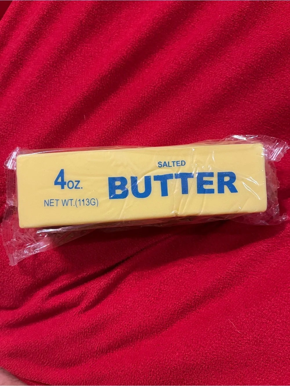 Salted Butter squishy - Yellow with Blue Text